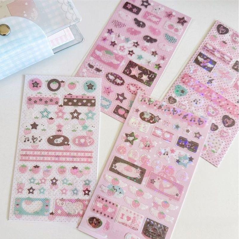 Strawberry Star Musical Note Stickers DIY Sticker For Phone Camera Luggage Earphone Decoration Handmade Materials Stickers