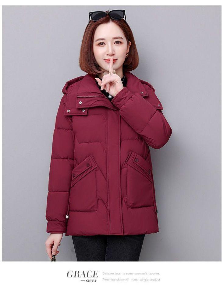 New red down jacket women's medium and long senior middle-aged small white duck down loose fashion coat