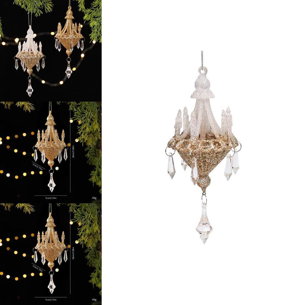 Acrylic Christmas Tree Pendant With Gold Crystal Effect For Holiday Decor