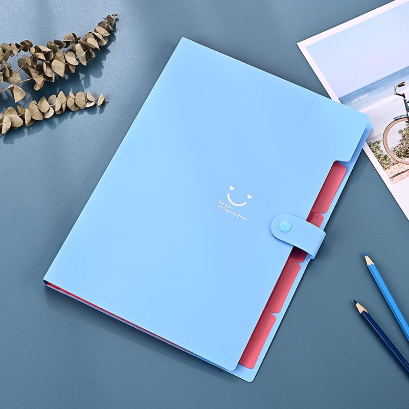 

Улыбающаяся папка ярких цветов, креативная многослойная папка А4, текстовая сумка из полипропилена, сумка для органов, тестовая бумага, сумка для хранения текстовой части