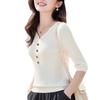 Early autumn seven-quarter-sleeved knitted sweater medium-sleeved top bottoming shirt