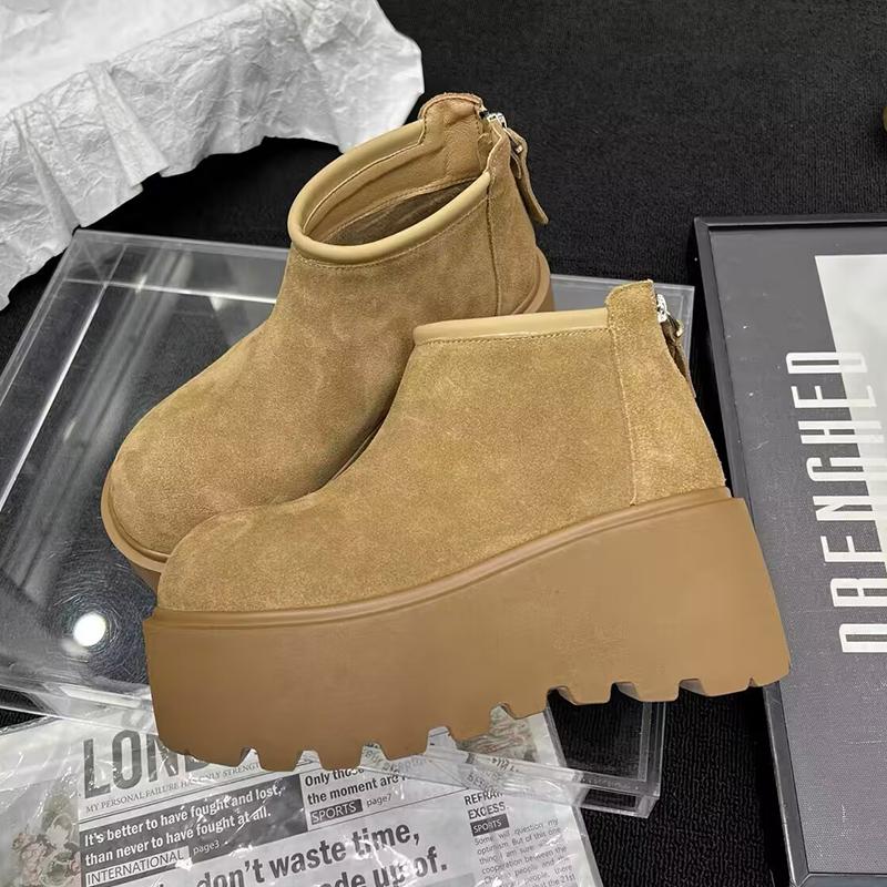 Platform Women Snow Ankle Boots Suede Designer High Heels Winter Shoes 2025 Trend Short Plush Warm Fashion New Botas De Mujer
