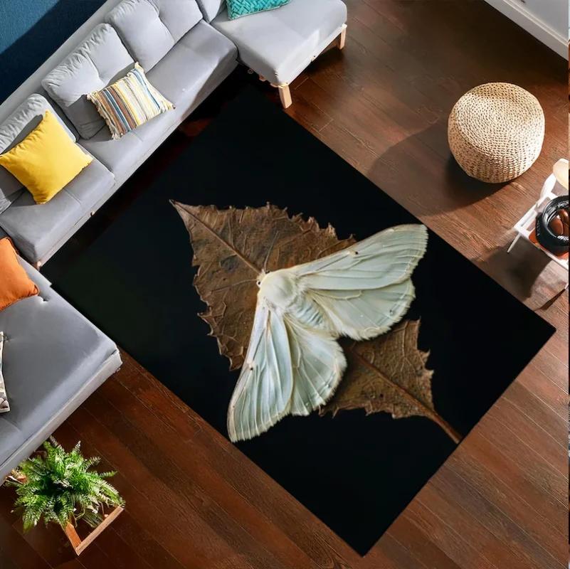 Gothic Luna Moth Rug Mystic Butterfly Moonlit Floral Decor Living Room Floral Home Decor Dark Cottagecore Gothic Floral Decor