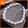 100% Solid 925 Sterling Silver Metal Bracelet for Women Men Vintage Handmade Simple Stone Bracelet Birthday Gift S-B451