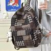 Sac à dos à carreaux rétro pour femme Sac d'école pour étudiant
