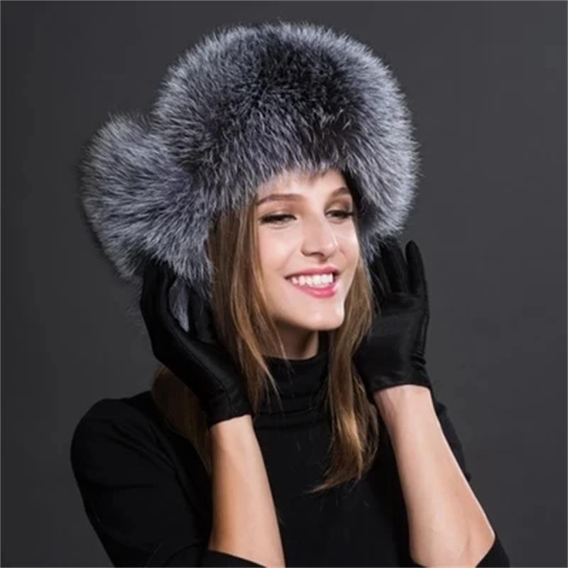 New hats Fox women Russian women Shanka pilot tripper snow hat