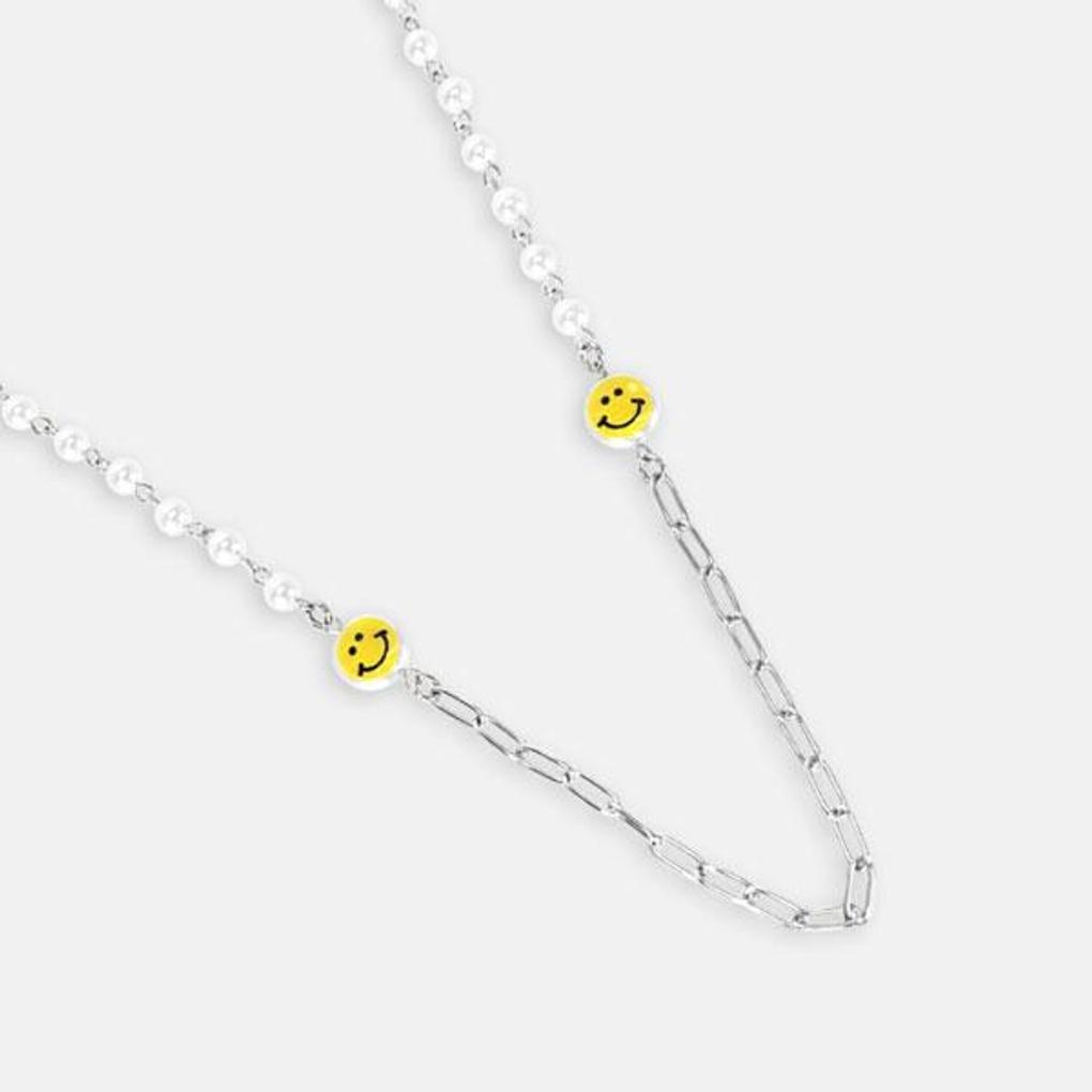 Surgical steel necklace, couple smile pendant for women and men, 890ZIDA