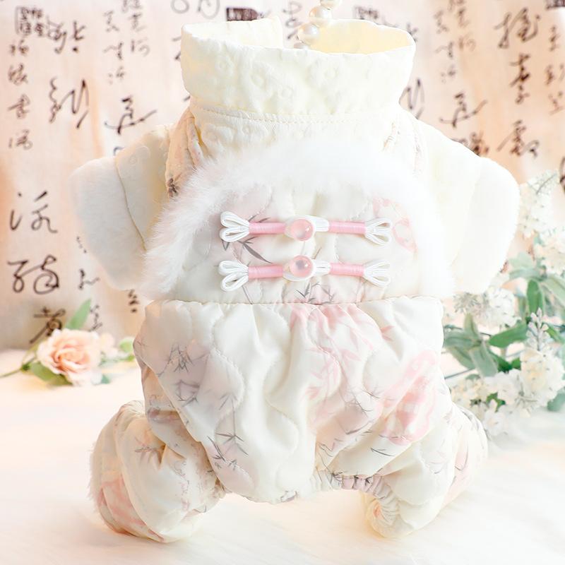 

New Year Dog Clothes Thick Warm Pet Clothing Jumpsuit Yorkie Pomeranian Bichon Frise Poodle Schnauzer Dog Costume Puppy Apparel XS（old） розовый