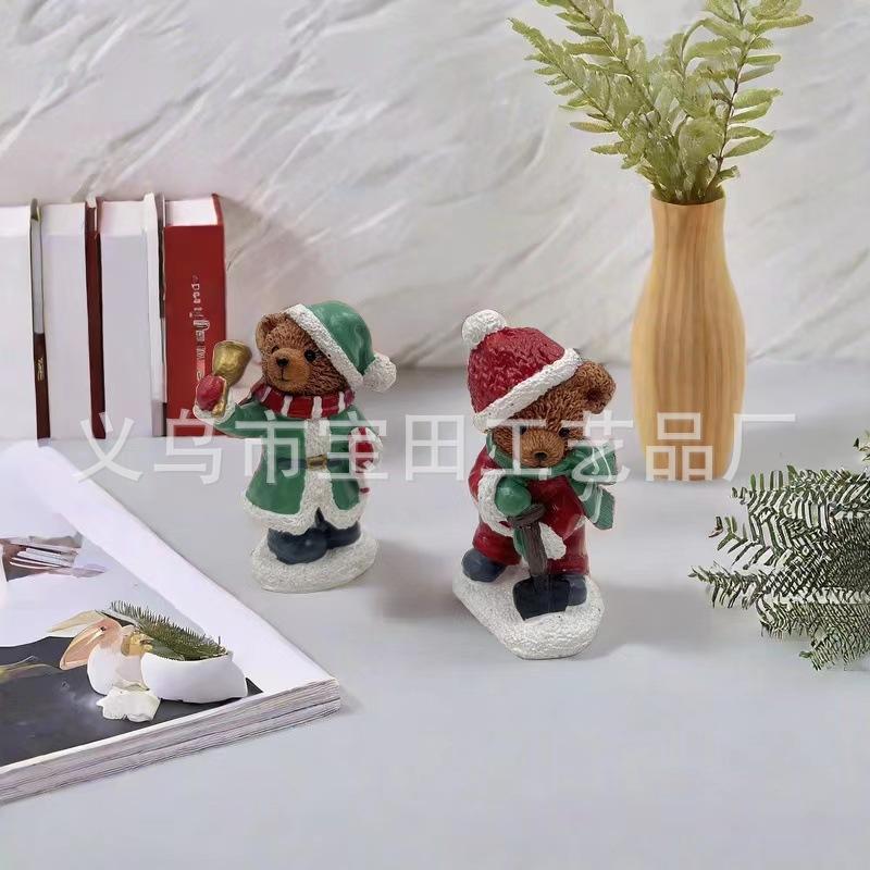 Cartoon Mini Christmas Family Small Animal Resin Ornament Creative Home Christmas Decoration Gift Gift