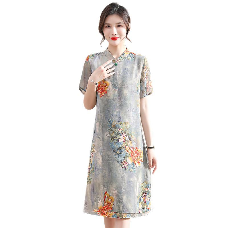 Summer Fashion Cheongsam Dress for Middle-Aged and Elderly Women