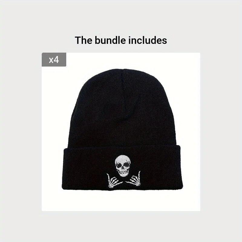 Winter Hat Unisex Knitted Hat Fashion Pullover Hat Casual Sports Warm Thick Winter Cap Stretch Women Cap White Black Hat Unisex