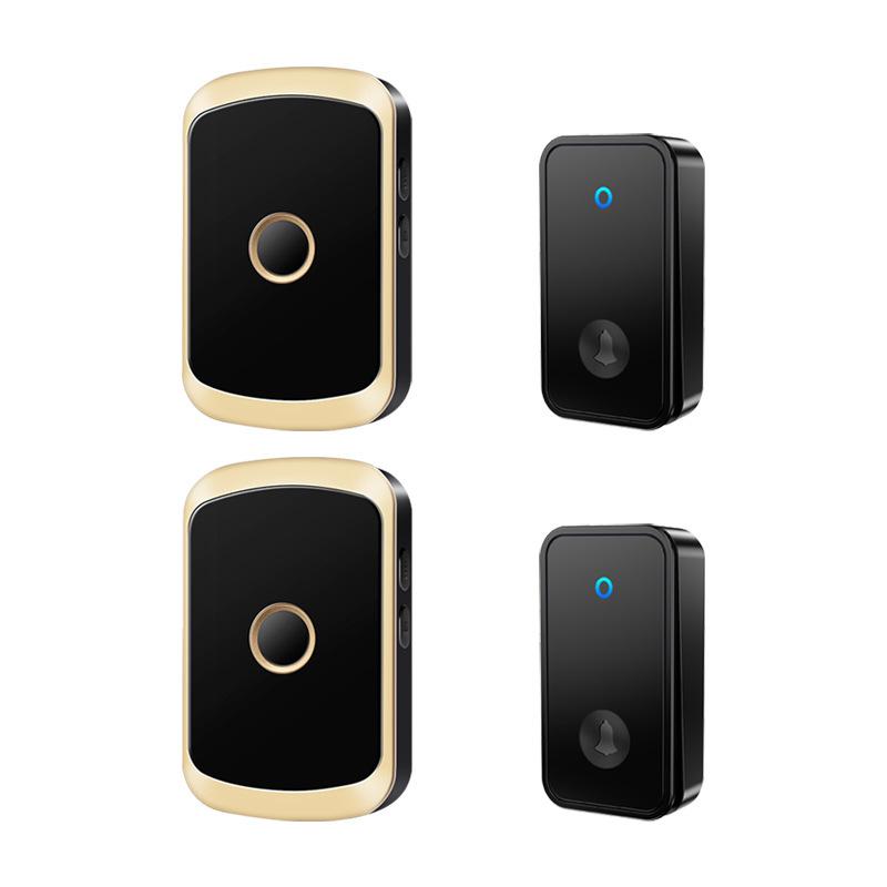 Self-Powered Long-Range Wireless Doorbell for Elderly - Waterproof & Battery-Free Black Gold