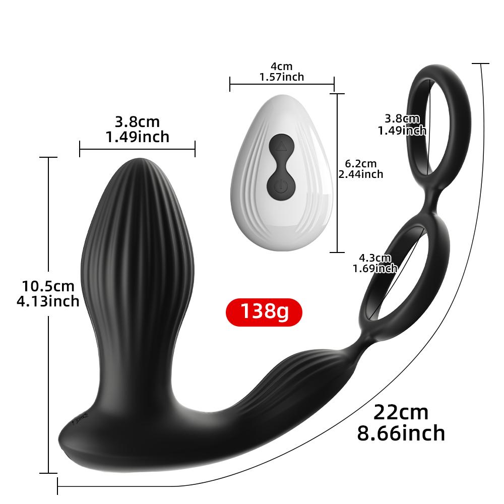 Anal Plug Vibrator Male Prostate Massager Double Cock Testicular Ring Ass Dilator Silicone Delay Ejaculation Male Adult Sex Toys