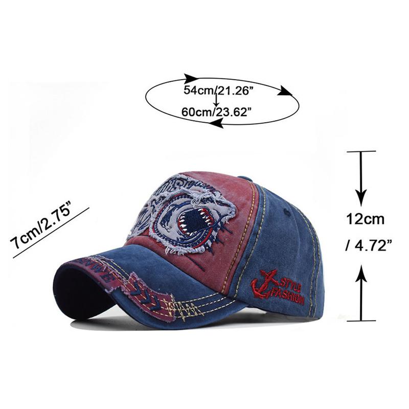 Unisex Vintage Baseball Cap Men Women Adjustable Denim Distressed Trucker Hat  Shark Hat