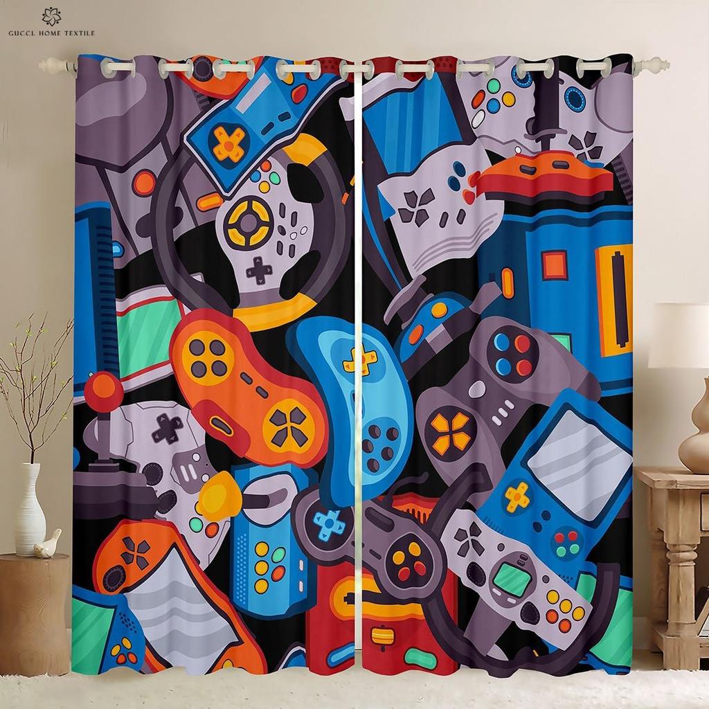 E-Sports Room Game Window Curtains Colorful Creative Printing Living Room Bedroom E-Sports Decoration Custom Curtains 2PCS