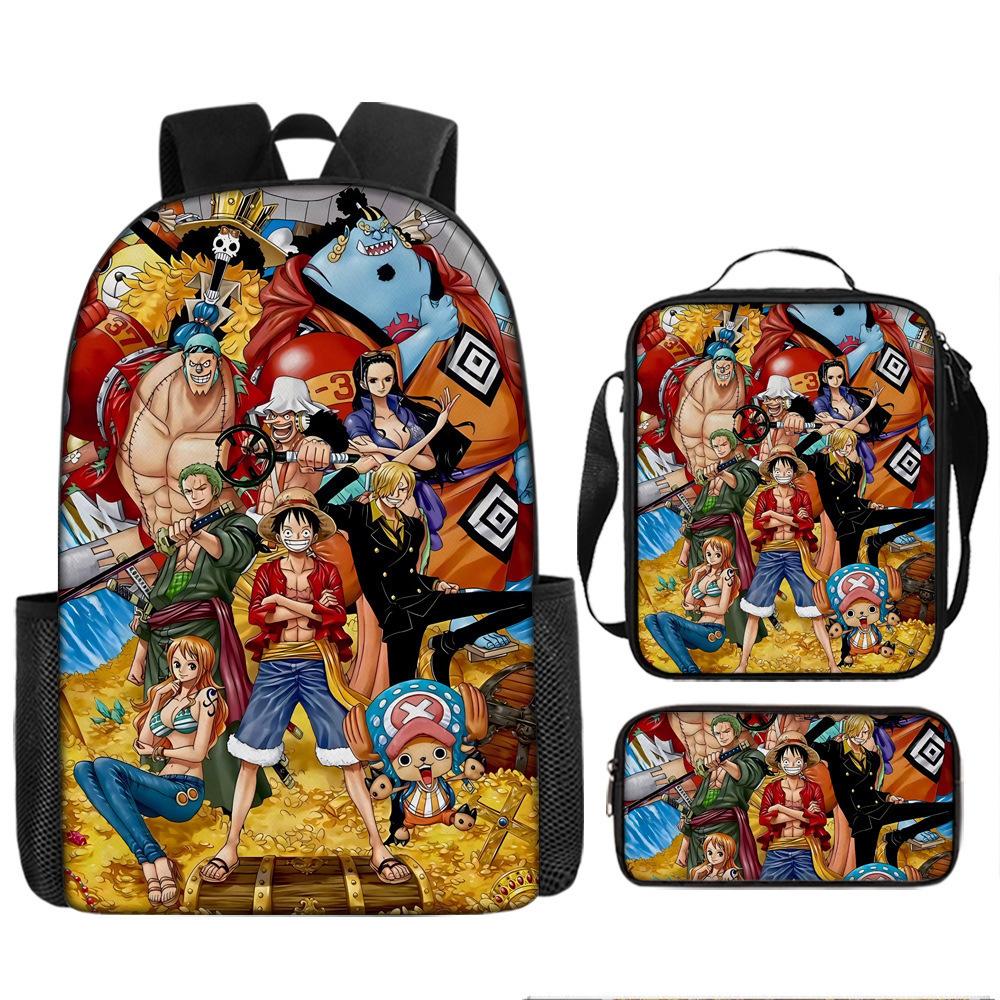 

One Piece One Piece School Bag Luffinica Nautical King Student School Bag Backpack Set Three piece set