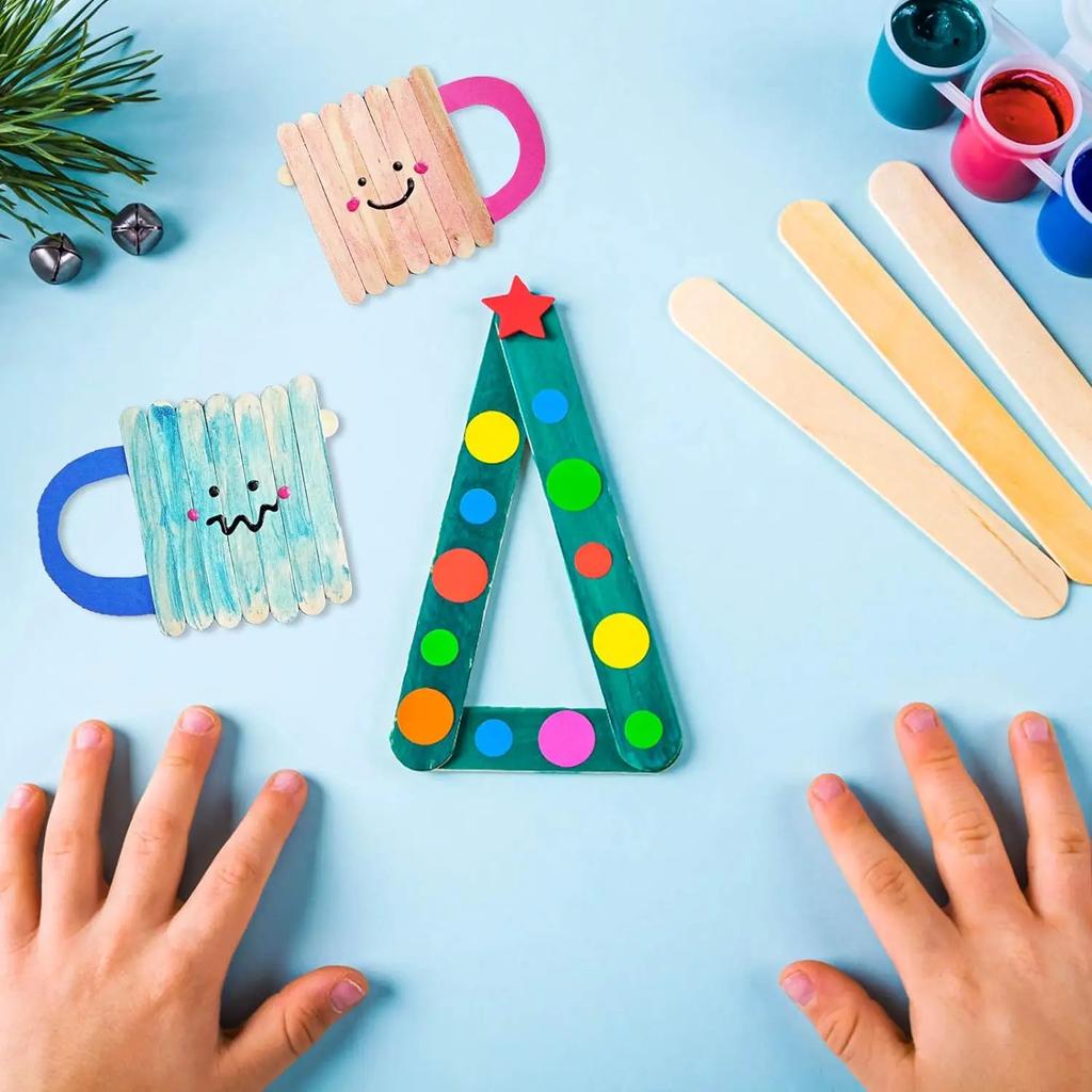100 Teile/satz Popsicle Sticks Natürliche Holz Pop Popsicle Sticks 11,4 CM Länge Holz Handwerk Eis Sticks Popsicl Accesorios