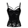 Damen Spitzen Elastisch Leder Patchwork Riemchen Push-Up Formendes Korsett