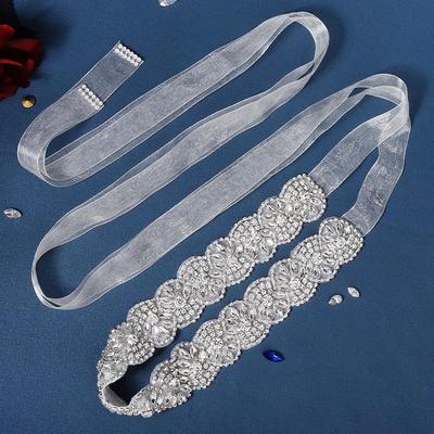 Luxurious Rhinestone Bridal Belt: Elegant Hand-Sewn Waistband for Wedding and Evening Dresses