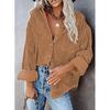 Damer Casual Manchestervårdblus Randig Damer Skjortjacka Vintage Knapp Ficka Lös Mode Blusar Toppar Plus Size