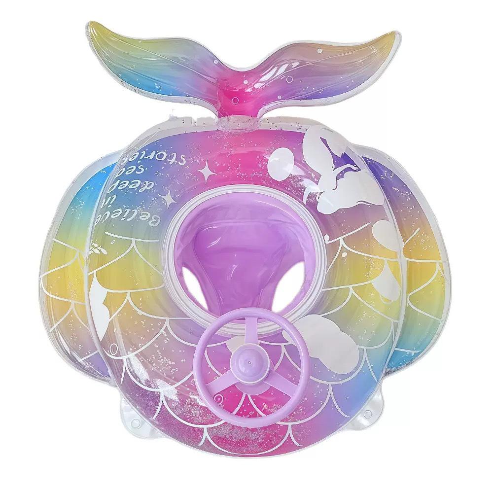 Children's Steering Wheel & Cartoon Seat Ring: Mermaid & Dinosaur Inflatable Swim Toys