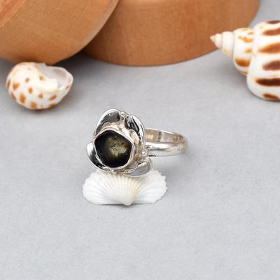925 Sterling Silver Bicolor Raw Green Tourmaline Gemstone Ring 8.5 Gift US