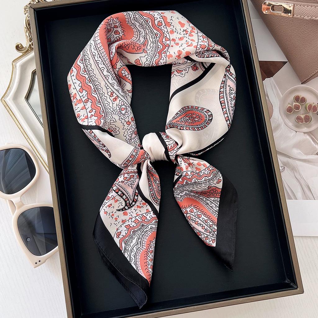 Luxury Print Square Silk Scarfs For Women Decorate Neck Ties Fashion 70*70Cm Kerchief Lady Summer Beach Hijab Female Neckerchief