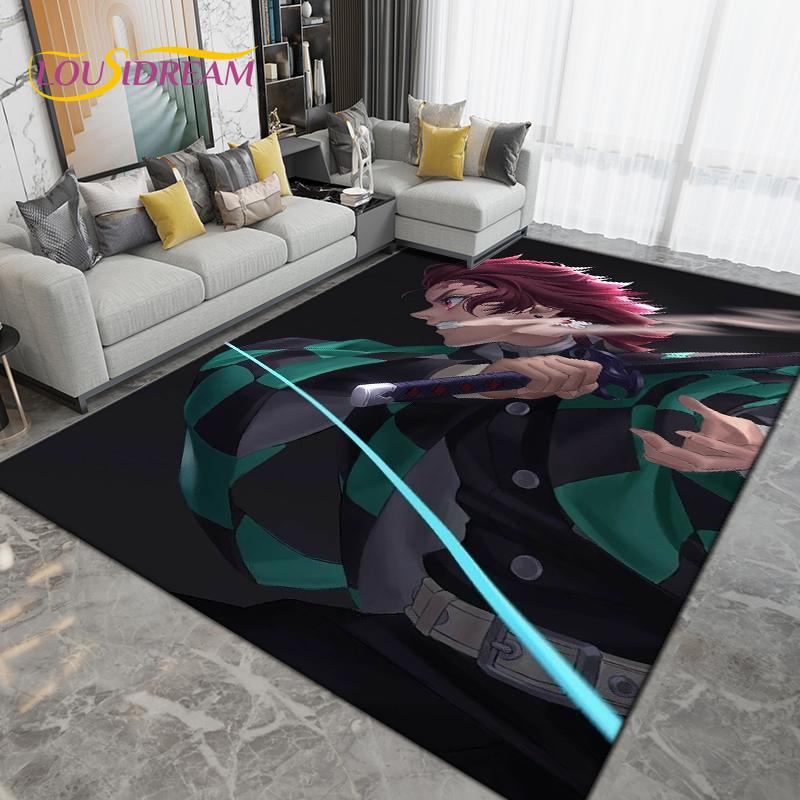 Cartoon Demon Slayer Area Rug Large,Carpet Rug for Living Room Children's Room Decoration,Kids Play Crawl Non-Slip Floor Mat