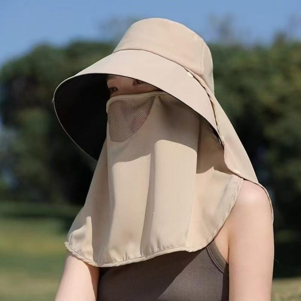 Wide Brim Sunscreen Fisherman Hat Breathable Neck Flap Hat Sunscreen Cap Sunshade Sun Hat  Beach