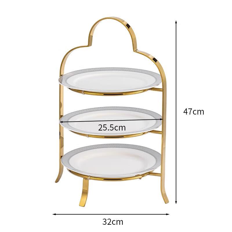 HANDUNYOU 3-Tier Golden Stainless Steel Dessert Stand