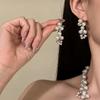 European and American Court Style Diamond-encrusted Geometric Flower Fringed Pearl Necklace Women's Sweater Chain Necklace