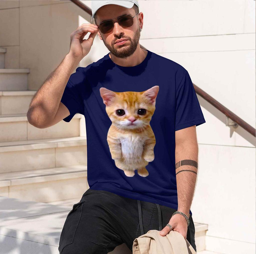2026 New Modelel Gatosad Crying Cat Munchkin Kittytrendy Graphic Tshirt Unisex Fashion Short Sleeve Tshirts Oversized Street
