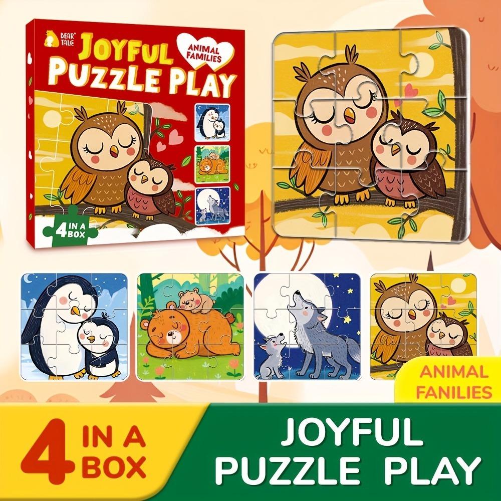4-in-1 Christmas Jigsaw Puzzle for Kids Santa Claus Snowman Christmas Tree Elk Toddlers Stocking Stuffers Toys Xmas Party Favors