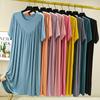 Modal Plus Size Summer Pleated Nightgown for Women – Loose, Mid-Length Home Dress