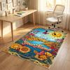 Floral Garden Theme Crystal Velvet Rug Personalized Custom Name Text Soft Floor Mat Home Decor