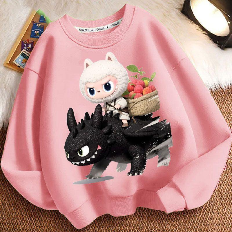 Cute Round-neck Hoodies for Children, Long-sleeved Loose Hoodies for Boys and Girls  Spring and Autumn