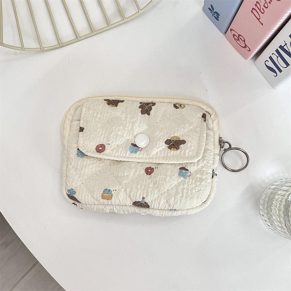 Pinted Small Makeup Lipstick Bag Large Capacity Mini Canvas Storage Bag Floral Coin Purse  Outdoor