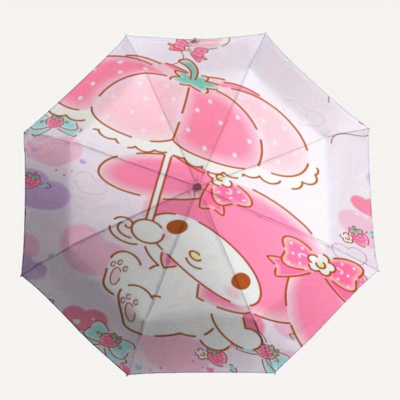Strawberry My Melody Automatic Opening and Closing Cartoon Umbrella - Lightweight 3-Fold Design, Suitable for Fans, Travel, Daily Use - Official Produ