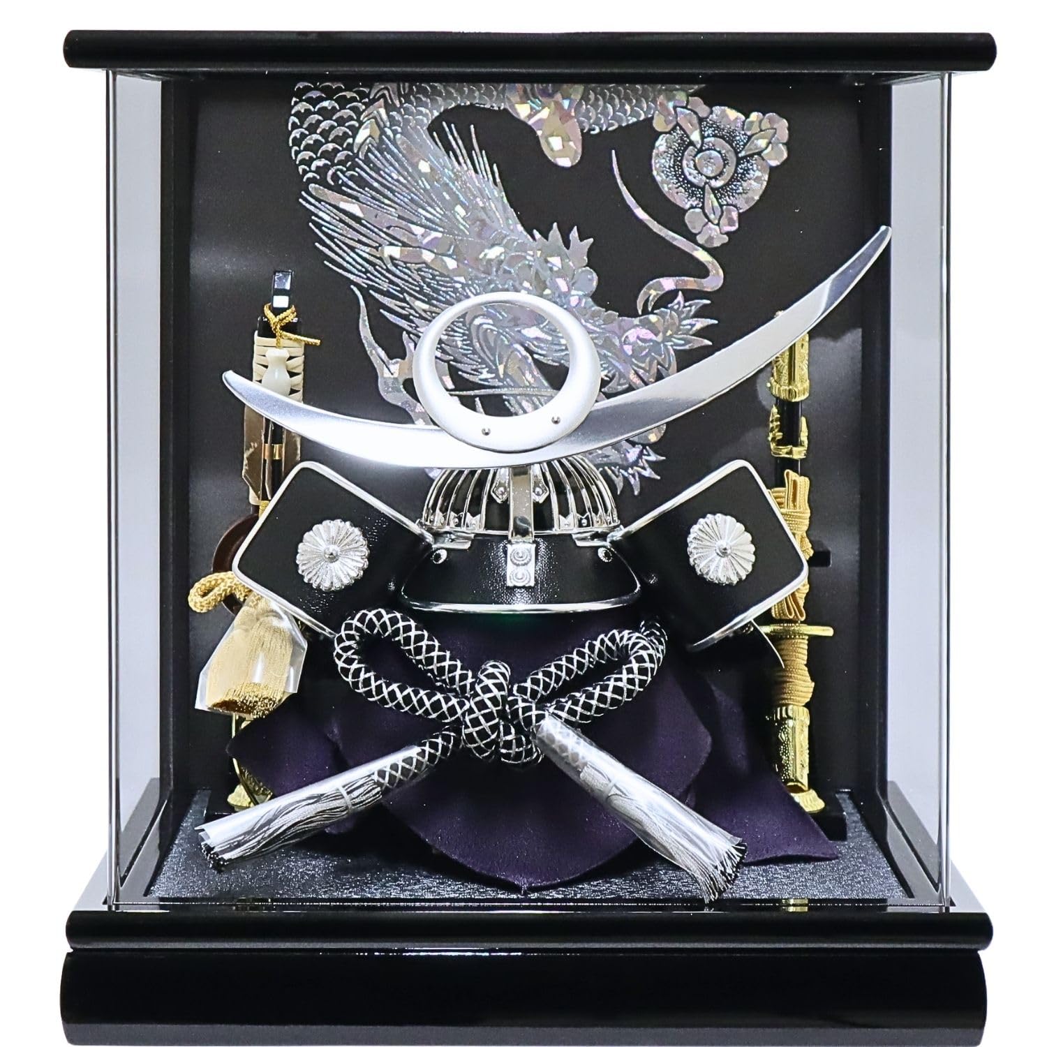

May Festival Doll, Helmet Case Display, Kei (Kei) Uesugi Silver, Width 28cm x Depth 23cm x Height 32cm, Uesugi Helmet WG0702