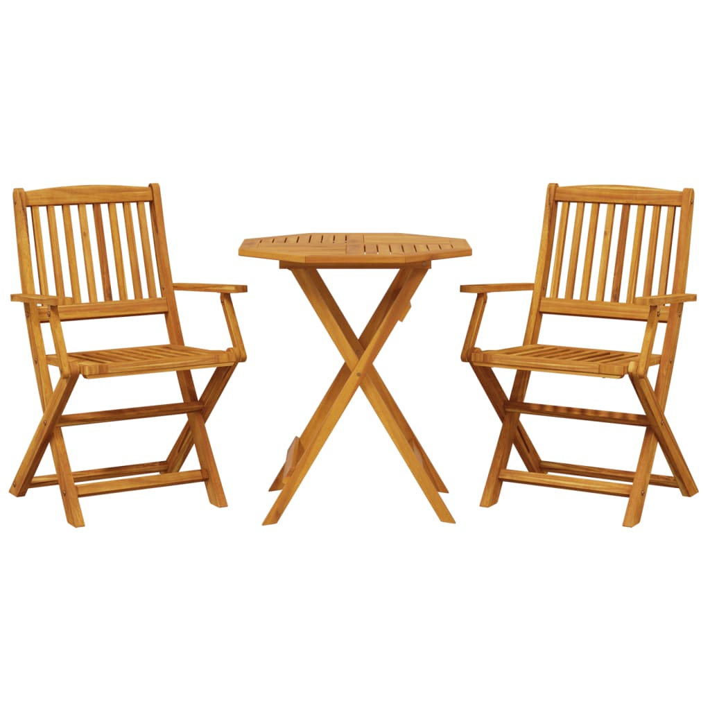 3 Piece Foldable Bistro Set Solid Acacia Wood