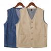 Men's Casual Denim Cotton Utility Vest Button Up Outdoor Pocketed Waistcoat Men Casual Slim Fit Sleeveless Jacket Vests Clothing