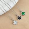 Vysoce kvalitní lesklý zirkonový čtyřlískový náhrdelník Luxusní dámský náhrdelník Senior Sense Of Collarbone Řetízková síť Červený temperamentní náhrdelník