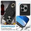 For iPhone 16 Pro Case Card Bag Leather+TPU Crossbody Phone Cover with Ring Kickstand