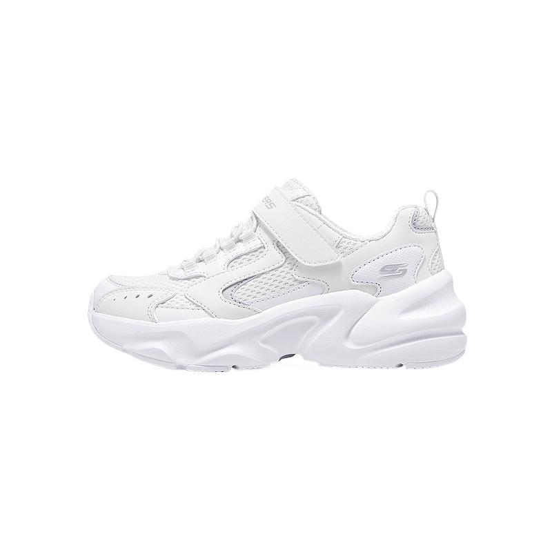 Skechers Kids Leather Fashion Comfortable Non-Slip Durable Low-Top Casual Shoes Kids sneaker White 303967L-WHT 27.5