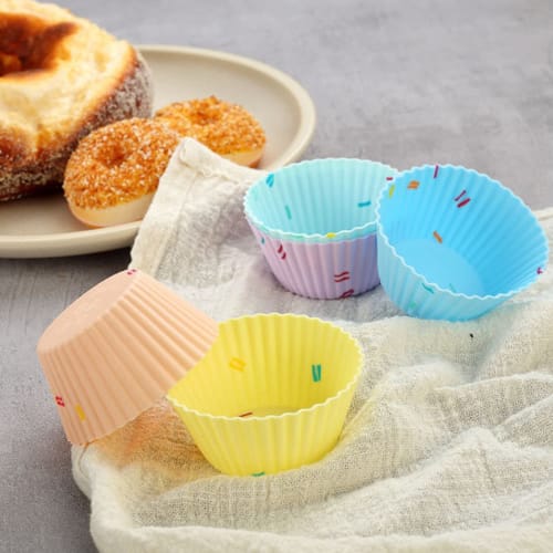 Vivi Bakie Silicone Baking Cups, Set of 24, Reusable Muffin Cups, Oven-Safe, Cupcake Molds, and Muffin Pans (Candy)