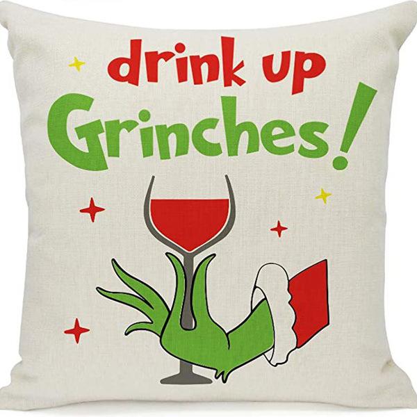 New Funny Designs and Popular Christmas Green Haired Weird Grinch Linen Pillowcase Living Room Bedroom Backrest Cover