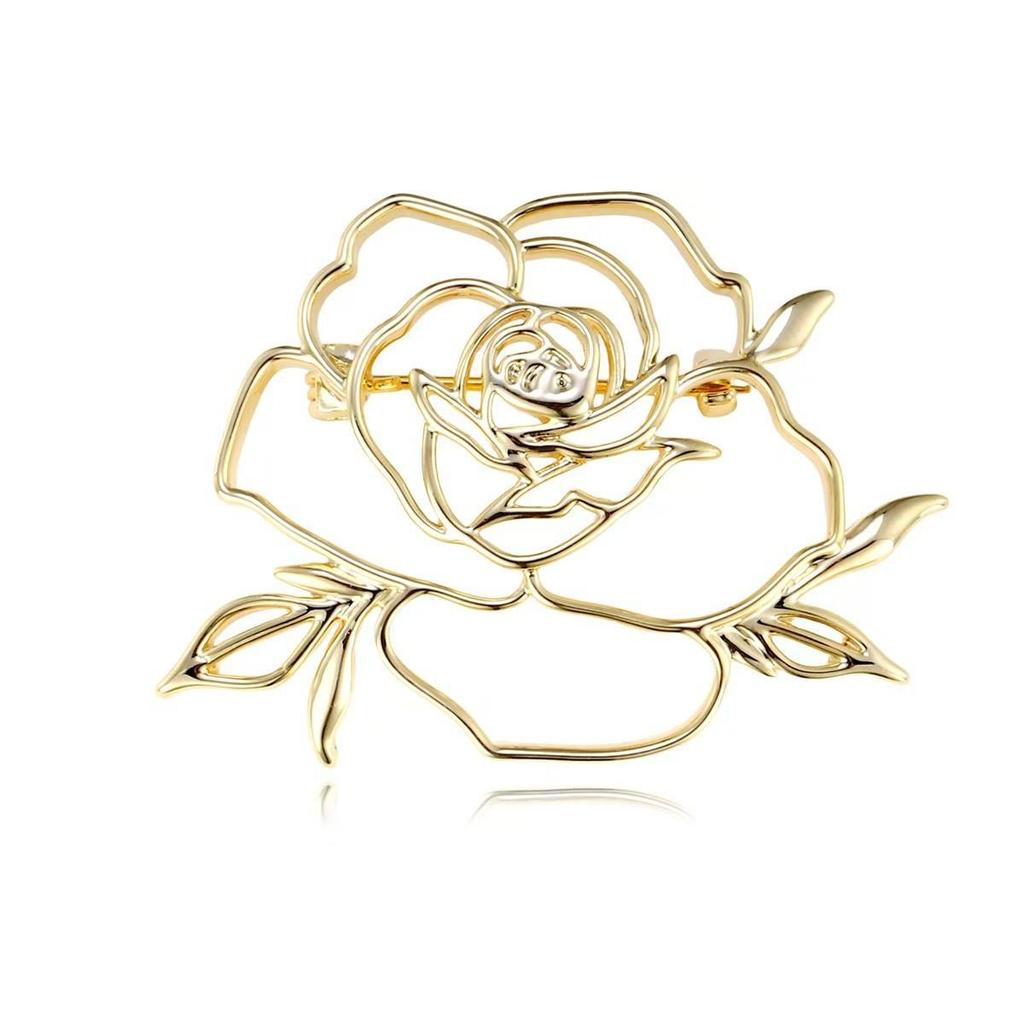 Exquisite Edelstahl Rose & Lilie Brosche - Elegantes Kleiderpin Zubehör