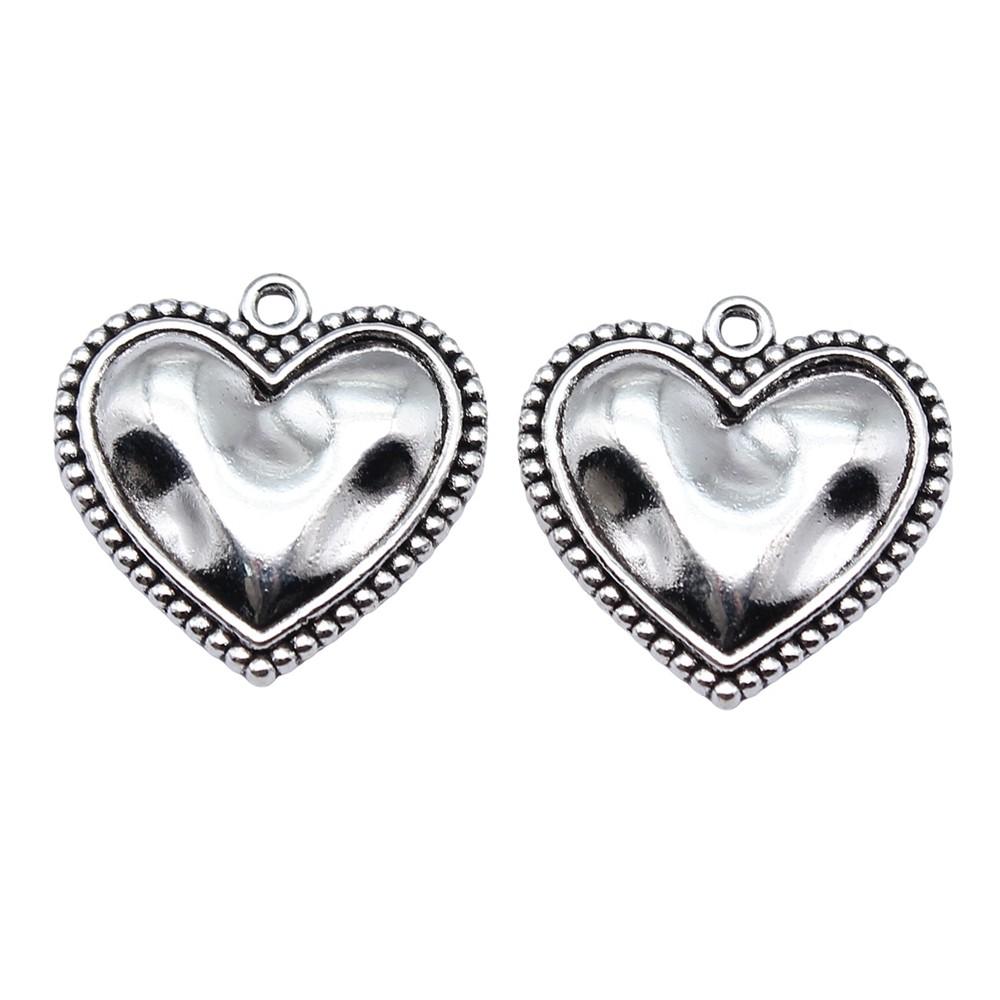 Filigree Heart Charms Antique Alloy Pendants For Vintage Floral Jewelry