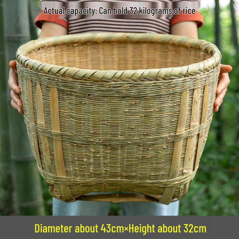 Bamboo Woven Large Winnowing and Rice Washing Basket - Multi-Purpose Storage and Farmer's Celebration Basket