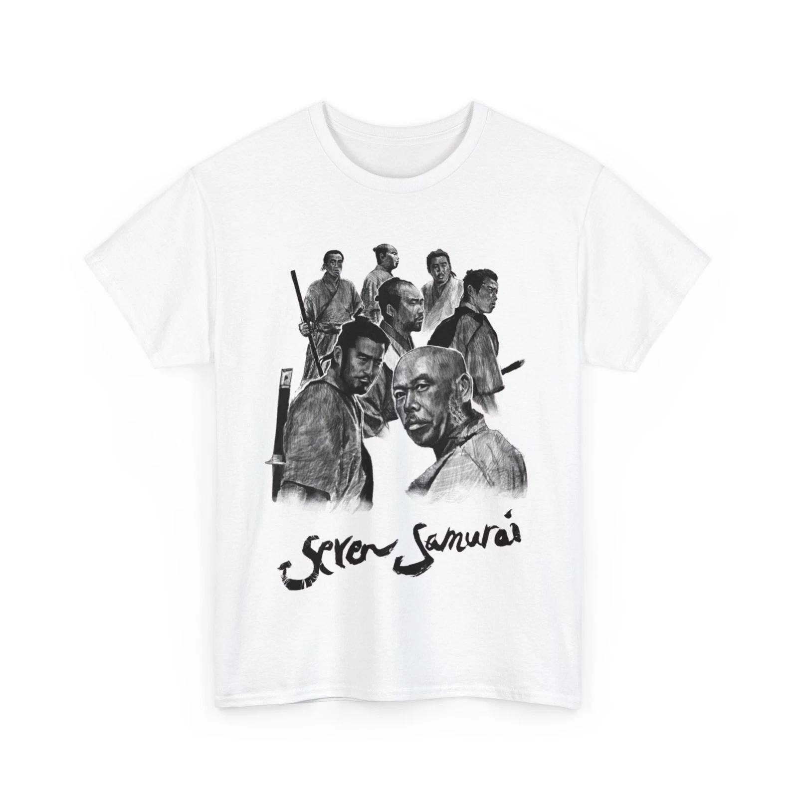 Seven Samurai 1954 Akira Kurosawa Movie 100% Cotton T-shirt Mens Tees Top Unisex Heavy Cotton Tee L